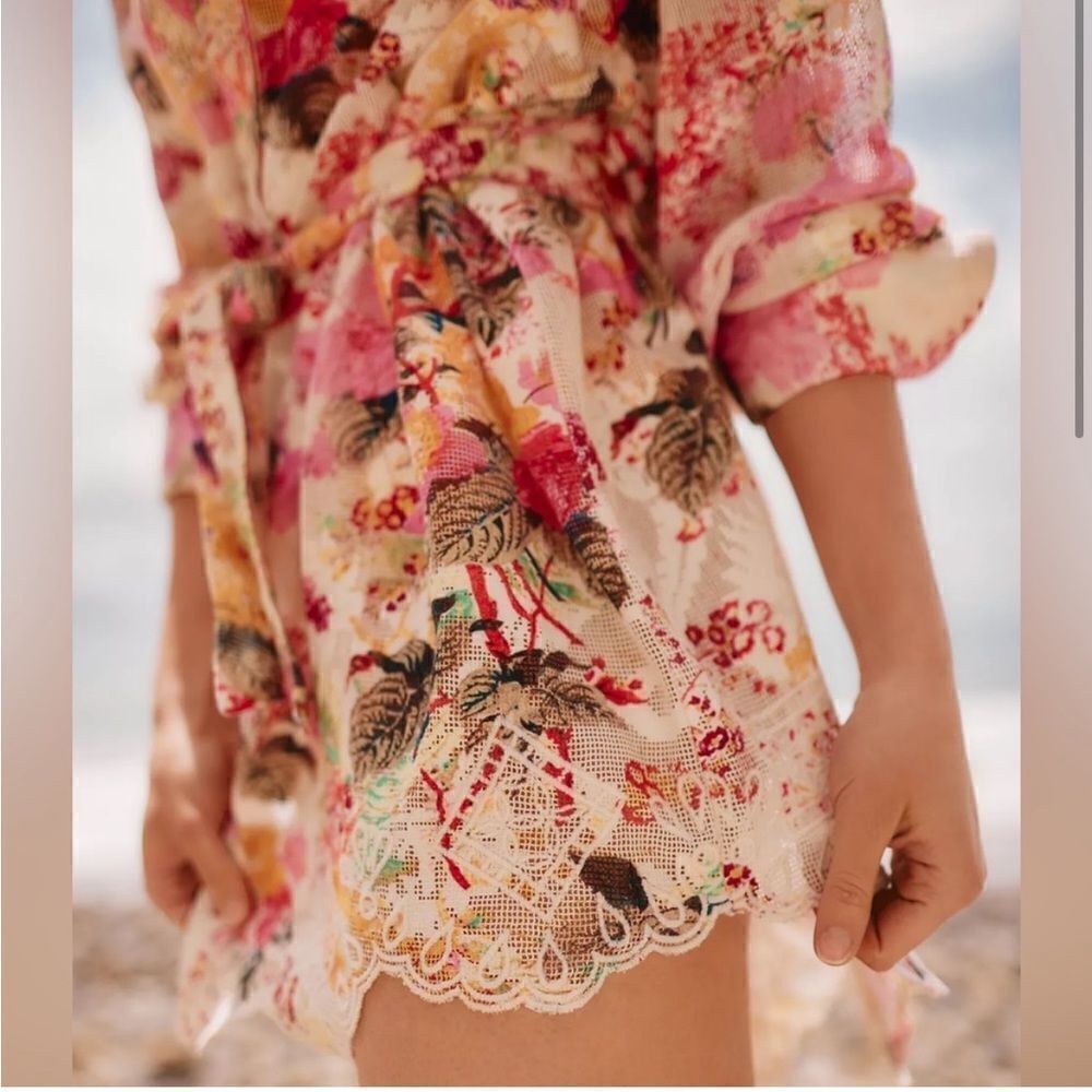 NEW Hemant & Nandita Eyelet Floral Shirt Dress Size Medium - Picture 4 of 14